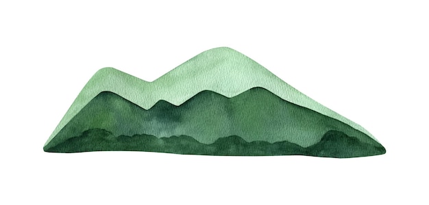 Entzückender handgemalter grüner Berg des Aquarells