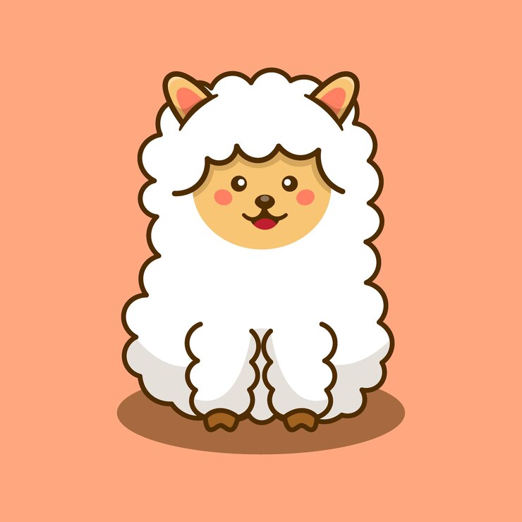 Vektor entzückendes alpaka-lama-lächeln niedliches cartoon-vektor-illustrationstier kawaii