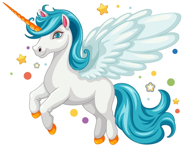 Entzückendes blaues Einhorn mit Sternen