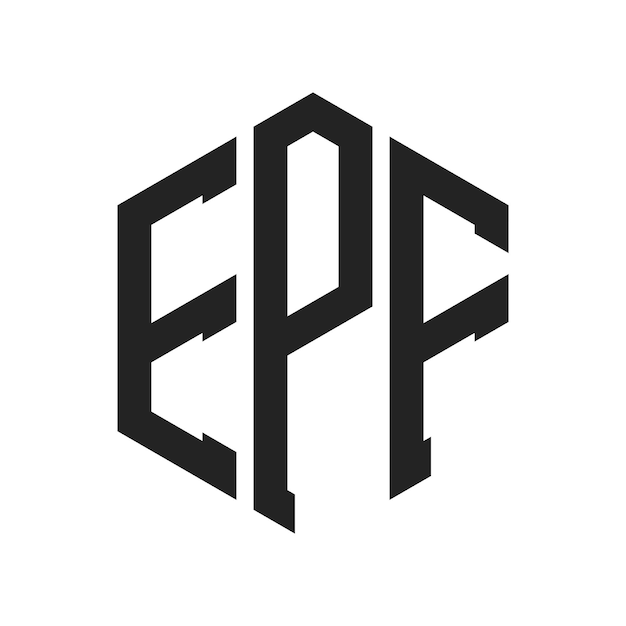 EPF-Logo-Design Anfangsbuchstaben EPF-Monogramm-Logo in sechseckiger Form