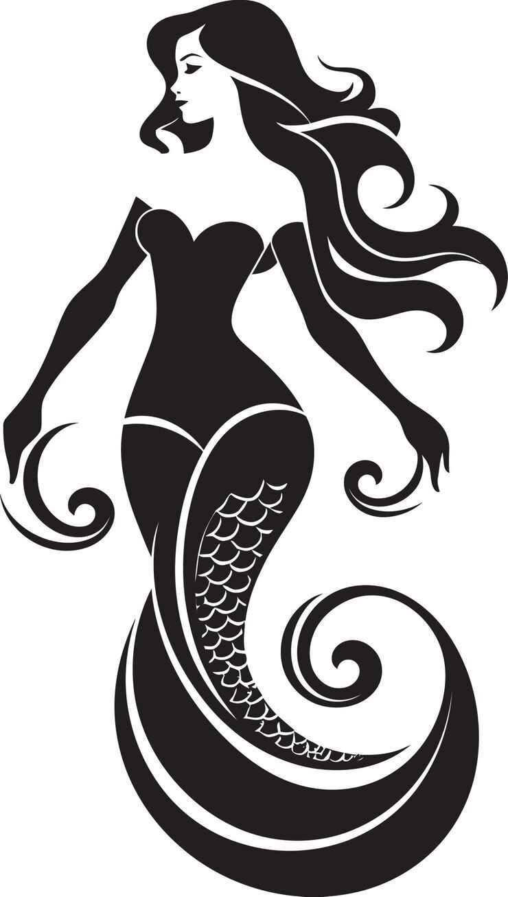 Ephemeral Elegance Mermaid Vector Logo Delight Azure Aria Vector Logo mit faszinierender Meerjungfrau