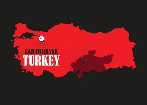 Vektor erdbebenkatastrophe seismische aktivität in der türkei türkei karte vektordesign