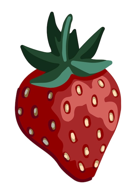 Vektor erdbeer-clipart sommerbeeren-erntekritzel isoliert auf weiß farbige vektorillustration im cartoon-stil