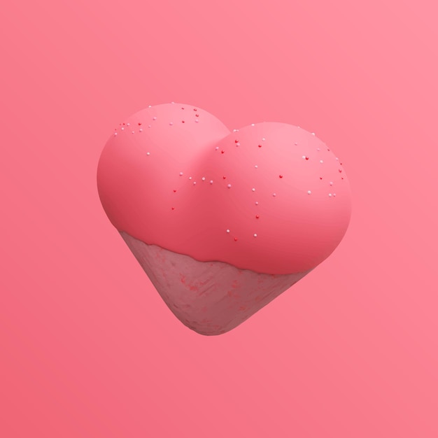Erdbeer-Liebes-Kuchen 3D-Illustration