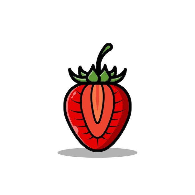 Vektor erdbeer-symbol-logo auf weißem hintergrund