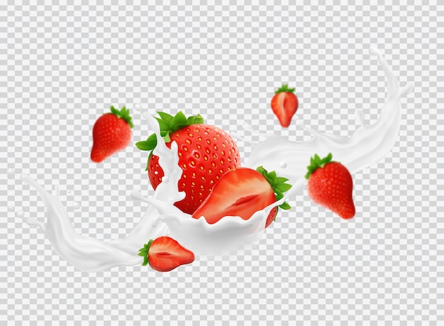 Erdbeere in der Milch-Splash-Vitamingetränk
