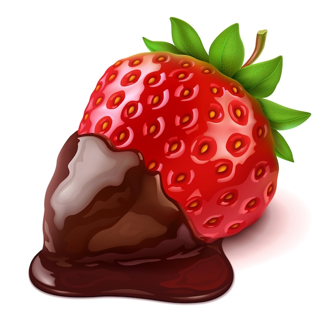 Vektor erdbeere in schokoladenvektorillustration