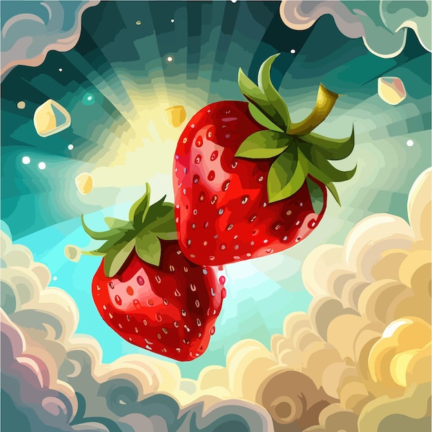 Erdbeere vektorisiertes Bild frische Früchte realistische Vektorillustration von reifen Beeren auf Farbe