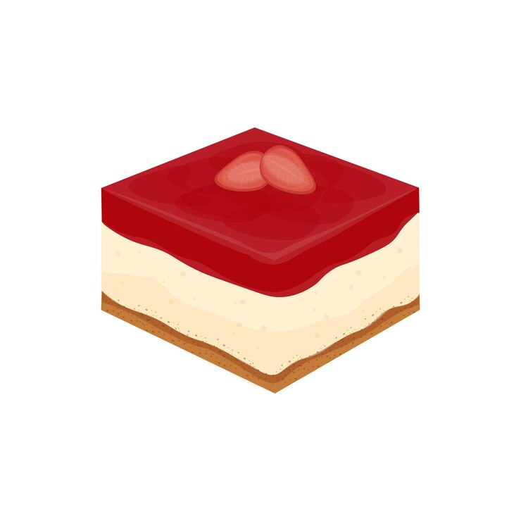 Erdbeergeschmack-Käsekuchenschachtel-Vektorillustrationslogo