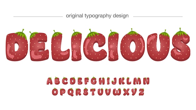Vektor erdbeerkarikatur benutzerdefinierte typografie