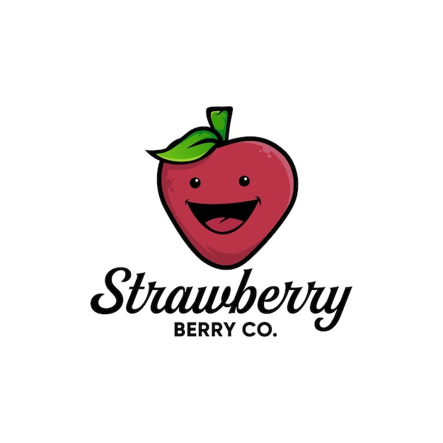 Erdbeerkarikatur süße frische Früchte Inspiration Logo-Design-Vektor