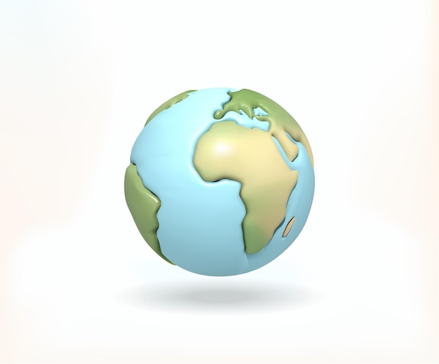 Erde-Globus 3D-Symbol Karikaturplanet Erde isolierte Vektor-Illustration