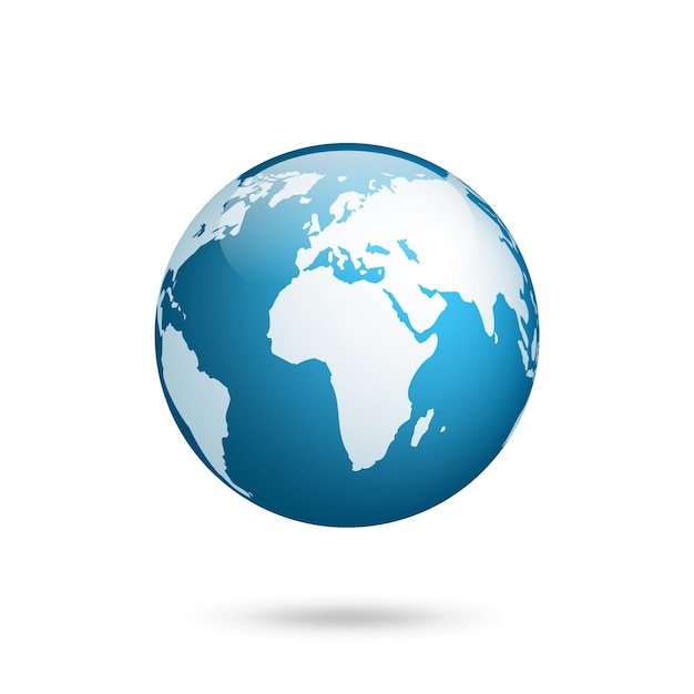 Erdglobe Weltkarte Planet mit Kontinenten Afrika Asien Australien Europa Nordamerika und