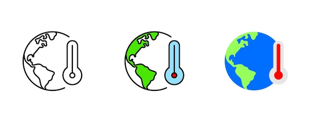 Erdkugel mit thermometer-symbol