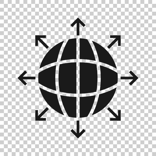 Erdplaneten-symbol im flachen stil globus-geografische vektorillustration auf weißem, isoliertem hintergrund geschäftskonzept für globale kommunikation