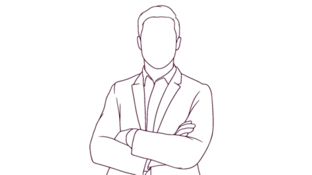 erfolgreicher Geschäftsmann mit gekreuzten Armen handgezeichneter Vektorillustration