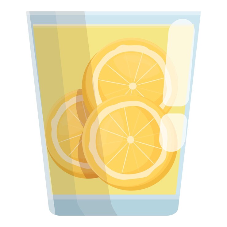 Vektor erfrischende zitruslimonade mit orangenscheiben, die in einem glas schwimmen
