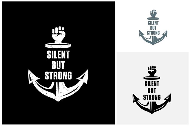 Vektor erhobene fausthand mit ankersilhouette für bootsschiff nautical marine freedom power revolution logo