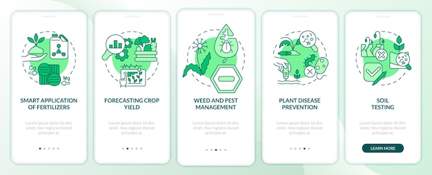 Erhöhter ernteertrag grüner onboarding-bildschirm der mobilen app