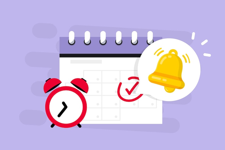 Vektor erinnerung im kalender kalender-deadline-ereignisbenachrichtigung push-nachricht benachrichtigung für geschäftsplanungsereignisse erinnerung täglicher zeitplan termin wichtiges datum benachrichtigung über wichtiges zeitplandatum
