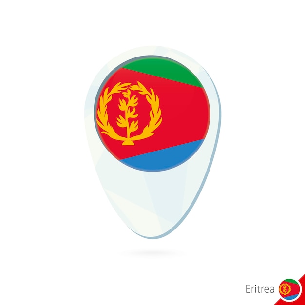 Eritrea-flaggen-lageplan-pin-symbol auf weißem hintergrund