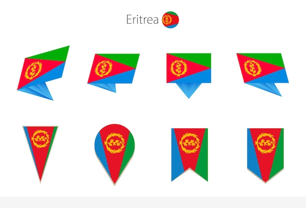 Eritrea-nationalflaggensammlung acht versionen von eritrea-vektorflaggen