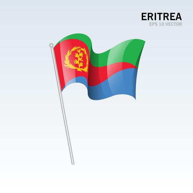 Eritrea wehende flagge isoliert auf grau