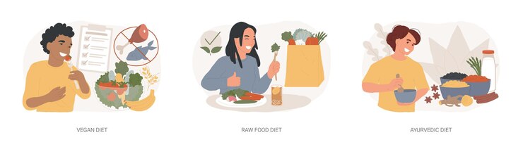 Vektor ernährungsplan isolierter konzeptvektor-illustrationssatz