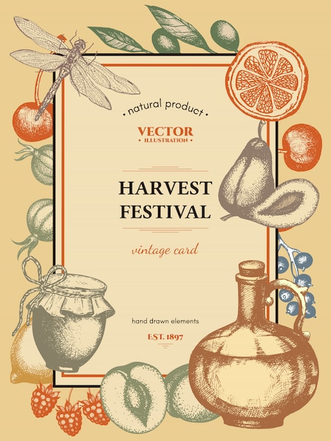Vektor ernte festival vintage poster