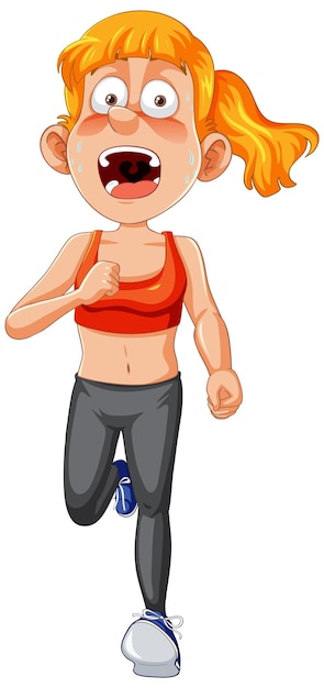 Erschöpfte runner-girl-cartoon-figur