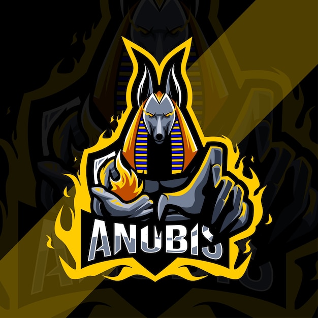 Erschrockenes anubis-maskottchen-logo