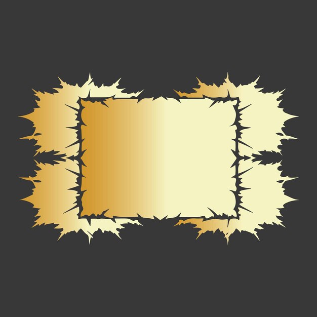 Erstaunliche Anordnung von Formen mit gezackten Rändern Goldenes zerrissenes Blatt gekratztes Papier