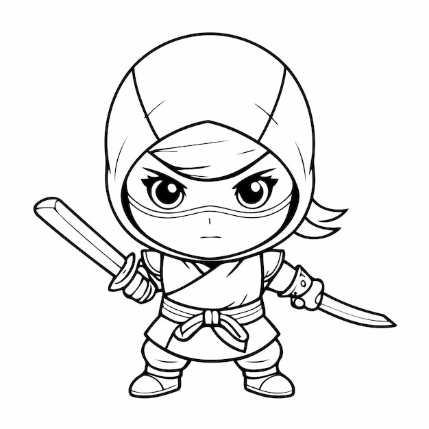 Erstaunliche ninja-droodle-illustration für kinder-seite