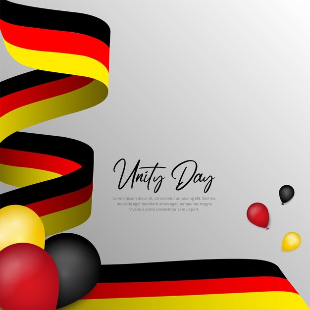 Erstaunlicher deutscher unabhängigkeitstag-designhintergrund mit gewelltem flaggenvektor. design zum tag der deutschen einheit