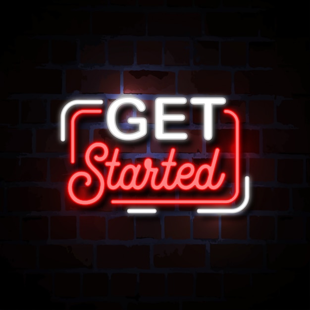 Erste Schritte Neonart Zeichen Illustration