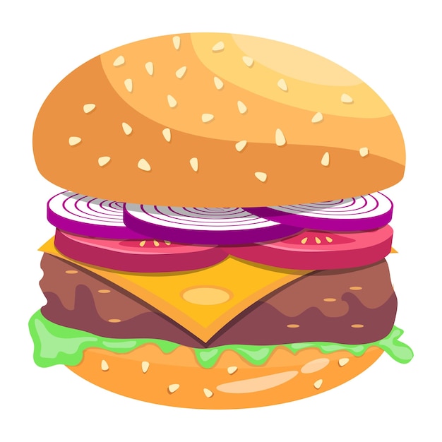 Erstklassiger flacher Vektor des Burgers
