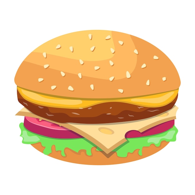Erstklassiger flacher Vektor des Burgers