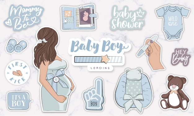 Erwarten sie einen baby boy kinderzimmer clipart aufkleber für scrapbooking