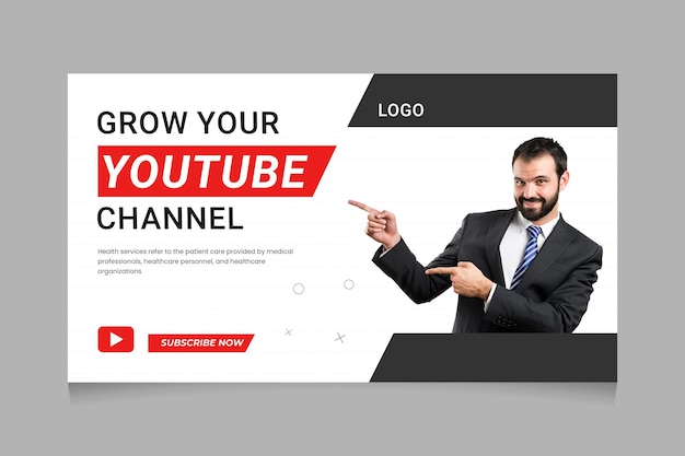 Vektor erweitern sie ihr youtube-kanalgeschäft und das design ihrer web-banner-vorlage