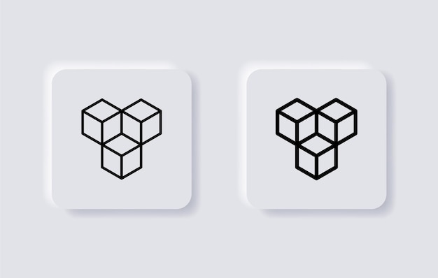 Erweiterte kubische Gebäudesymbole Blockkettensymbol Web-App-UI-Symbole
