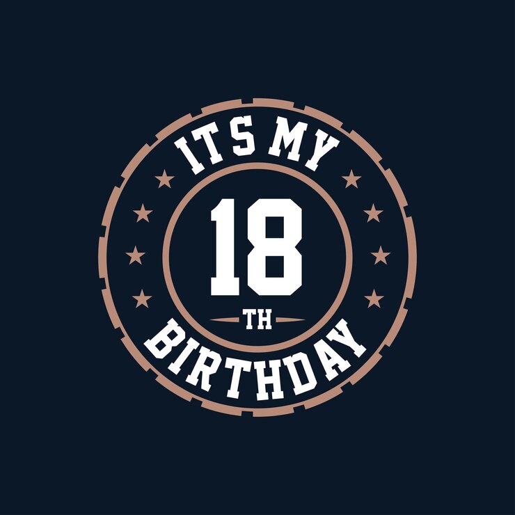 Vektor es ist mein achtzehnter geburtstag. alles gute zum achtzehnten.