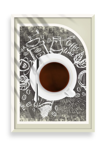 Es ist Zeit, Kaffee zu trinken Coffee-Shop-Design-Konzept Eine Tüte Kaffeebohnen