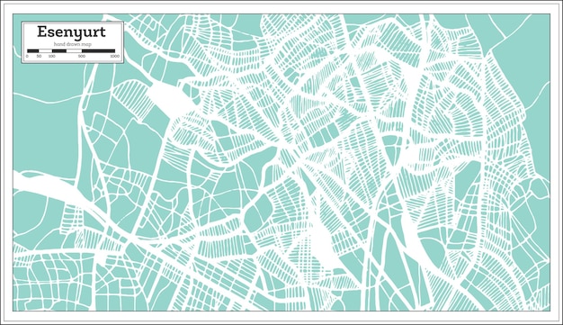 Vektor esenyurt türkei stadtplan im retro-stil