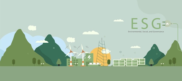 ESG-Konzept nachhaltige Umweltgesellschaft und Governance und soziale Regierung mit Windkraftanlage