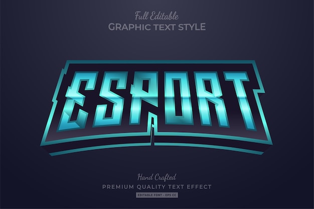 Vektor esport blue editable premium text style-effekt