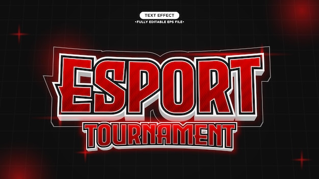 Vektor esport-logo 3d-texteffekt eps-dateiformat und vollständig editierbar mit rotem und schwarzem farbthemenstil