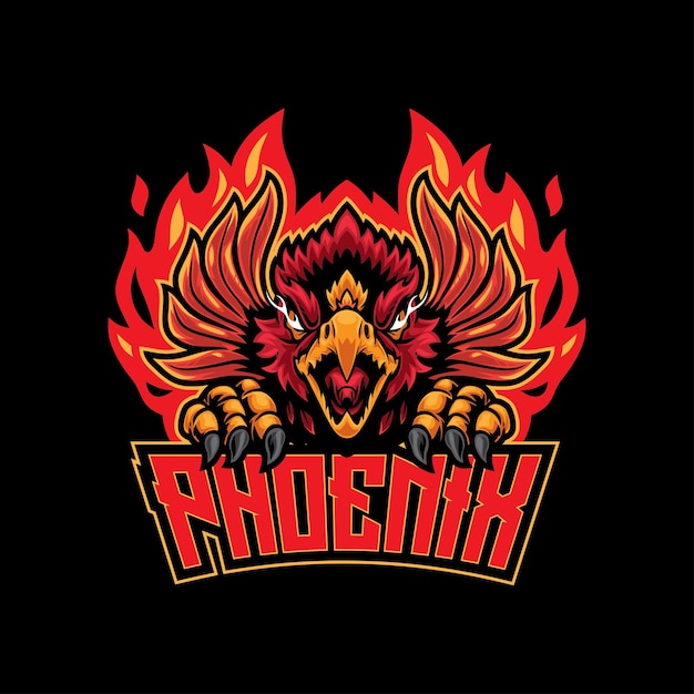 Vektor esport-logo-maskottchen des phoenix-vogels