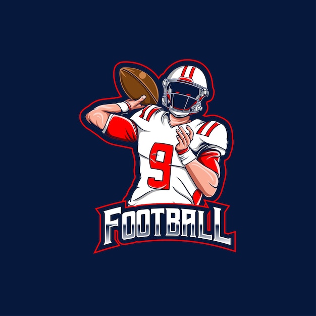 Esport-logo mit american-football-spielercharakter