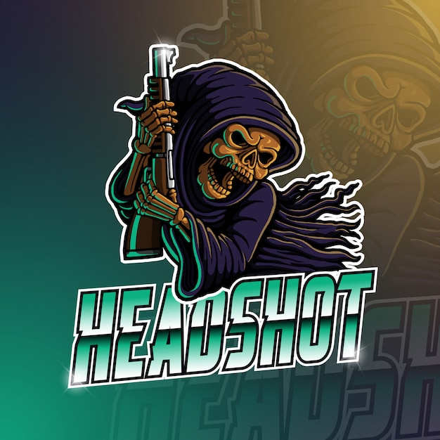 Esport maskottchen logo sensenmann