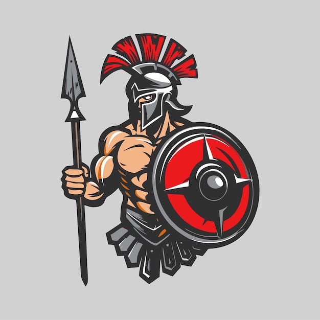 Esport Spartan Maskottchen Vektor Illustration Logo-Symbol Hintergrund